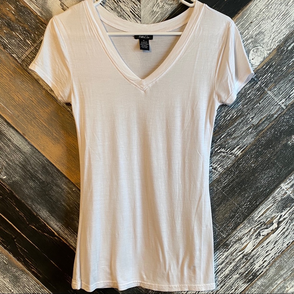 Rue21 White V-neck Shirt